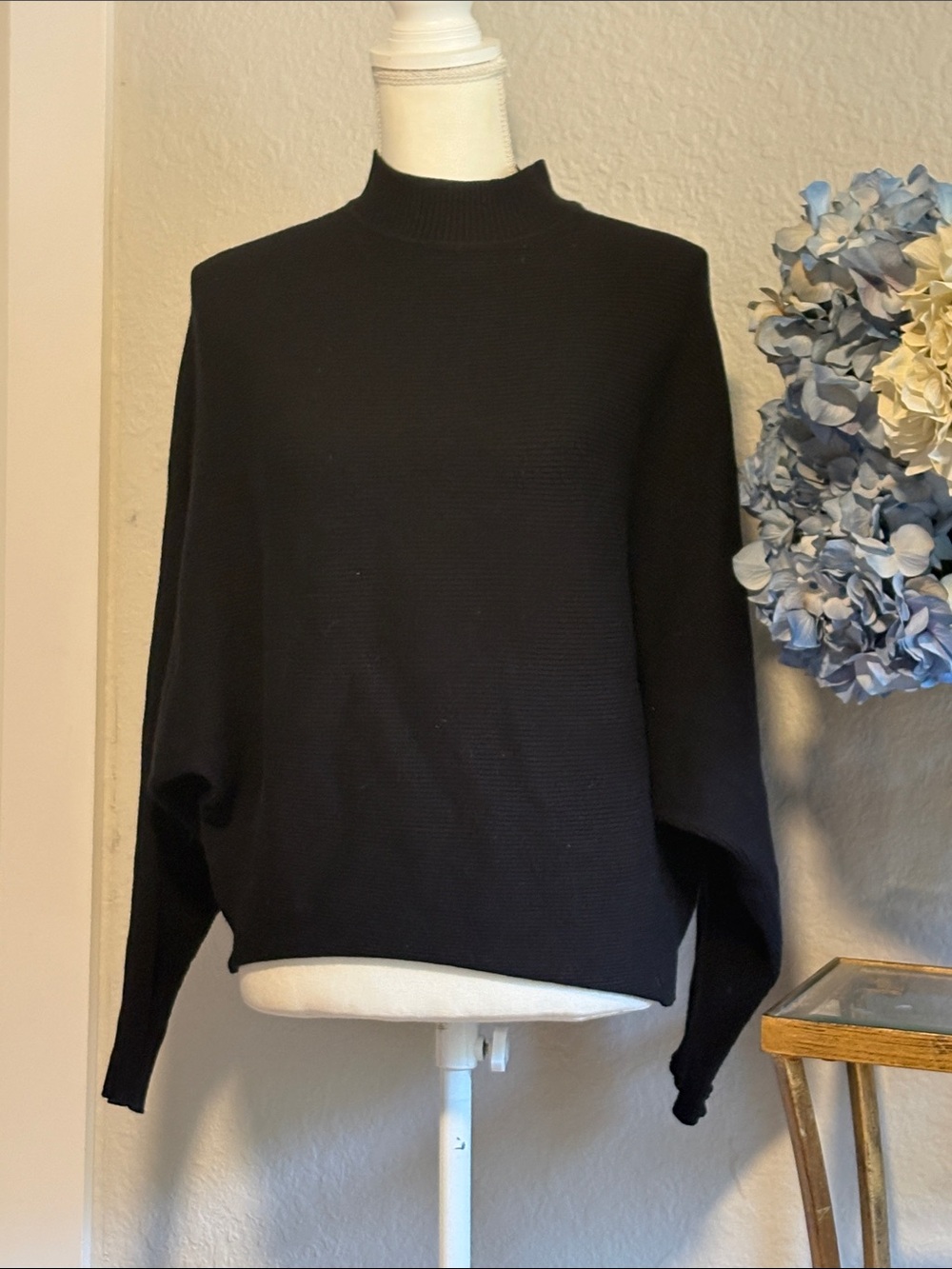 Women's Black Mockneck Sweater - Minimalist Pullover
